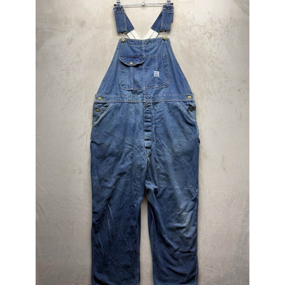 VTG Pointer Brand Denim Overalls Men 39x29 Blue Made in USA Bib Workwear 70s 80s